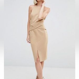 Lavish Alice Wrap Front Plunge Back Midi Dress. Size US 2.